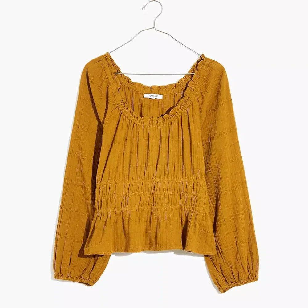 Madewell Sophia Top in Textured Plaid - Picture 1 of 5